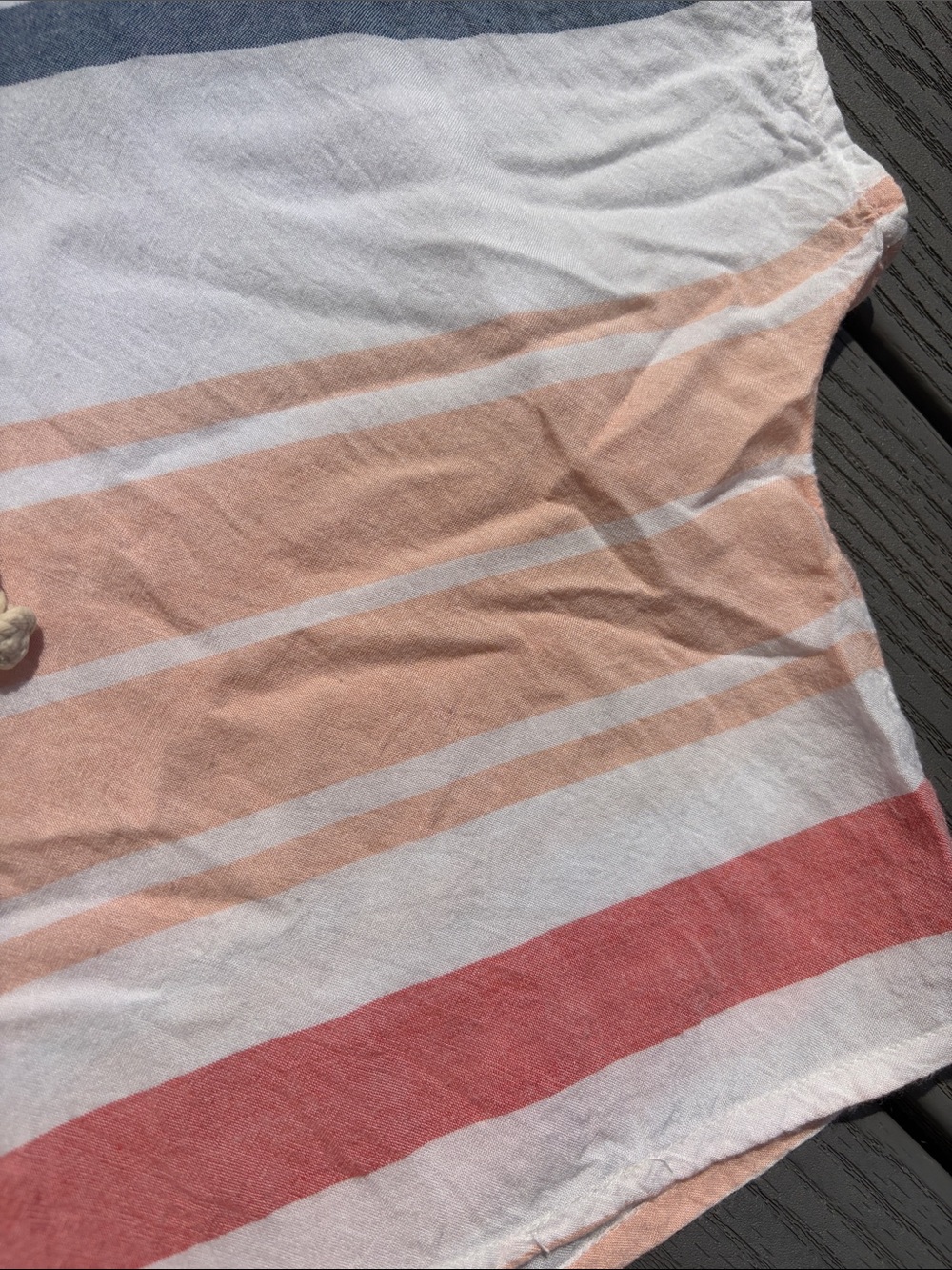 Ripcurl Striped Lace-Up Crop Top in White, Blue, Peach & Coral - Picture 3 of 5